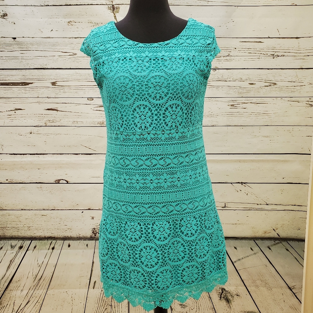 Aqua lace dress